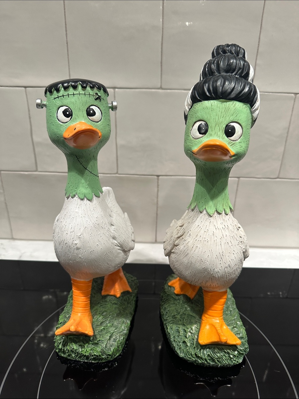 NWT Pair of Frankenstein Goose Statues